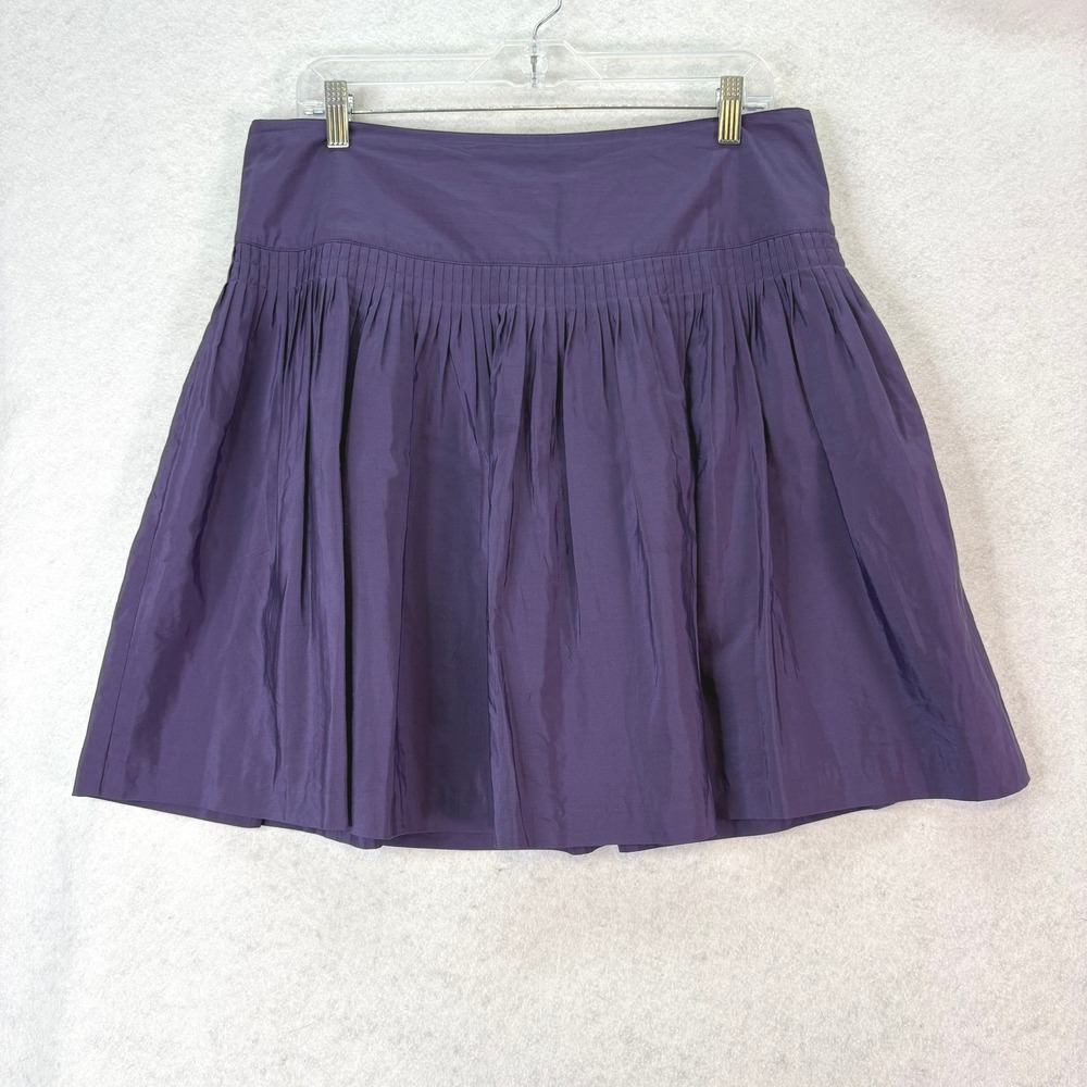 Vtg Y2k Gap Silk Blend Pleated Mini Skirt Purple Womens 12 Preppy Academic Chic